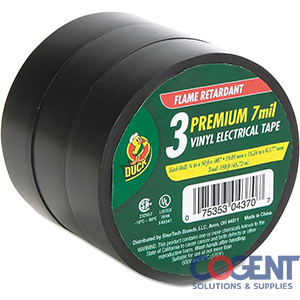 Pro Electrical Tape 1" Core .75"x50' Black 3/pack DUC299004