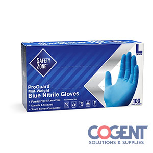 Glove Nitrile Large  PF Blue 3.7mil 10/100/cs GNPR-LG-1M SAF