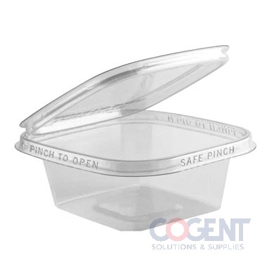 SafePinch Cont 8oz 5"Sqrd Tamp Evident Clr w/Lid 272/csTE5508