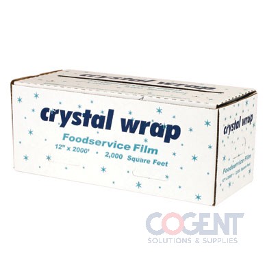 Food Film 12"x2000' Clr PVC Crystal Wrap Cutter Box CW122