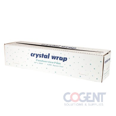 Food Film 24"x2000' Clr PVC Crystal Wrap Cutter Box CW242