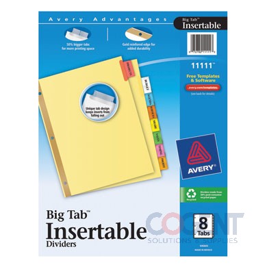 Avery Insertable Big Tab Dividers 8-Tab 1/set