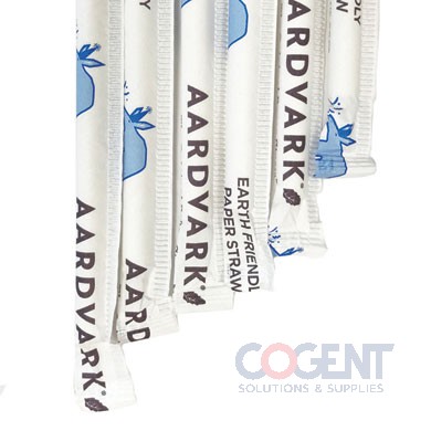 Paper Straw Giant 7.75" White Wrapped  8/300 2400/cs 61500211