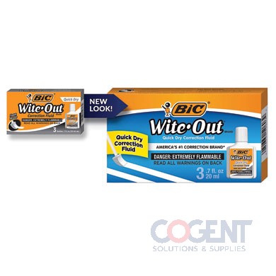 Correction Fluid Bic White Out Quick Dry 20 mL 3/pack     LAGA