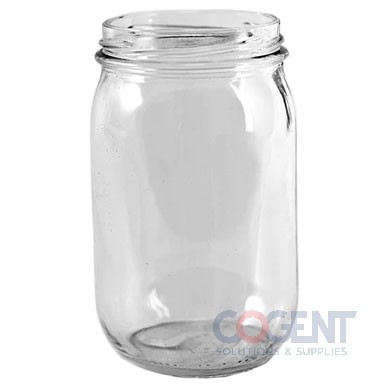 16oz Clear Glass Jar 70mm Neck 2030 Lug 12/Cs