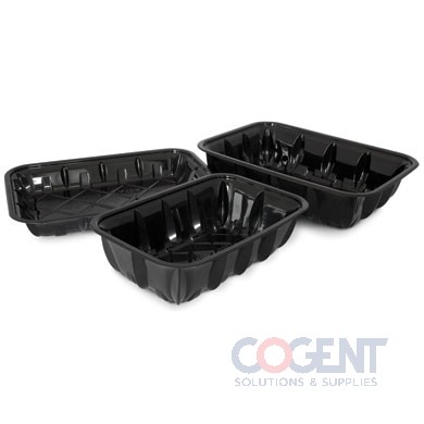 Meat Tray 4P Black RPET 9.1"x7.13"x1.38" 480/cs