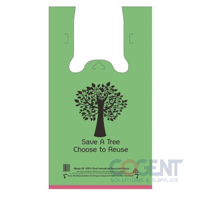 Reusable Bag 12x7x23 Grn with Tree Prt 57mic HD 360/cs T39057