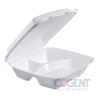 Cont Foam White H/L 3Comp 9.4x9x3"  200/cs