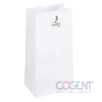 Bag Grocery #3 Wht Krft 4.75x2.937x8.562 30# 500/bd