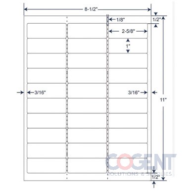 2-5/8x1 Laser Label 30/Sht 100/bd