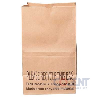 Grocery Bag #25SH 100% Recy 40# 8.25x6.25x15.75 500/bl      DUR