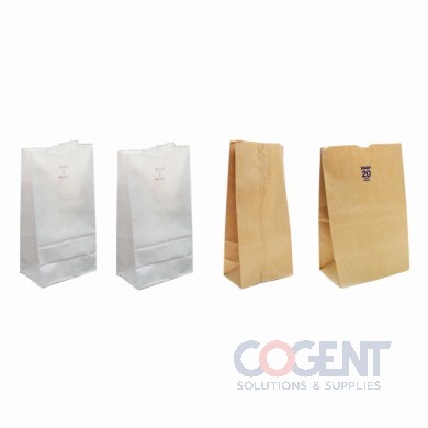 Grocery Bag #20SH Wht 40# 8.25x6x13.25 500/bd 51041   DUR