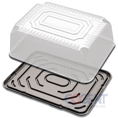 1/4 Sheet Cake Display w/Black Base 5.19" Fluted Dome 80/cs