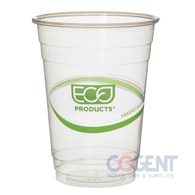Cup Cold 16oz Clear GreenStripe PLA  1000/cs    EP-CC16S-GS