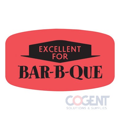 Label Excellent for BBQ Red w/Black Day-Glo 1m/rl