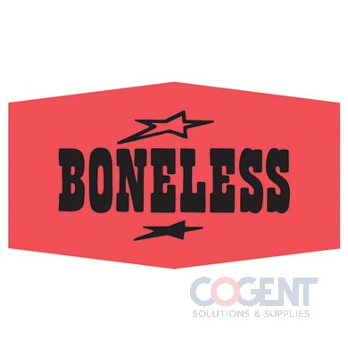 Label Boneless Red w/Black Day-Glo 1m/rl