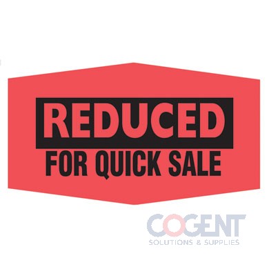 Label Reduced For Quick Sale Red w/Black Day-Glo 1m/rl
