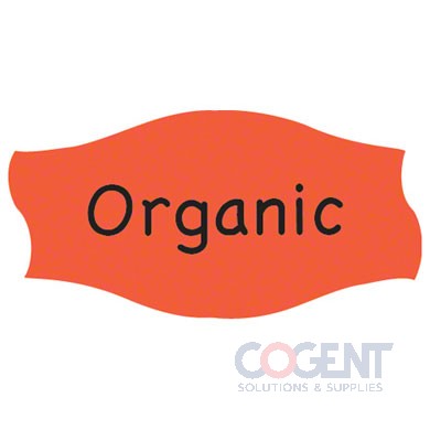 Label Organic 1.5"x.8125 Black on Red Day-glo 1m/rl