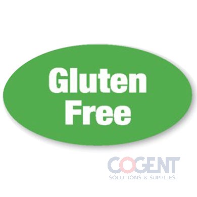 Label Gluten Free 1.875"x1" Green w/White 500/rl