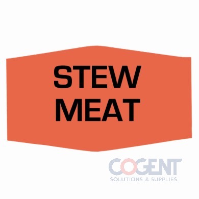 Label Stew Meat Red w/Black Day-Glo 1m/rl