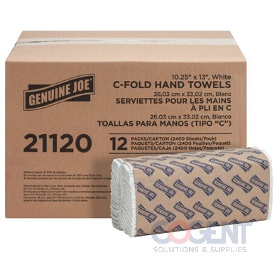 C-Fold Towel 13x10 Wht 1ply Genuine Joe 12/200/cs GJO21120