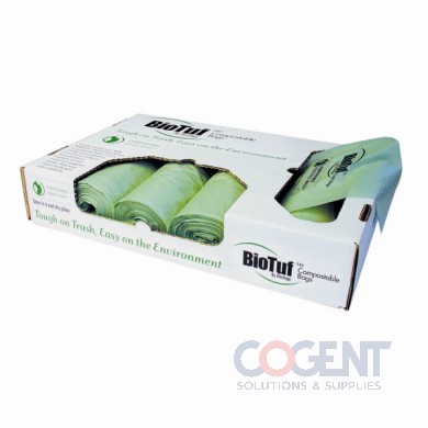 Can Liner 30x39 1.2mil Green 30gal BioTuf 125/cs         HER