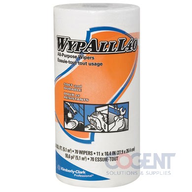 All Purp Wipes 10.4x11 L40 RL Wht Wypall 70/rl 24rl/cs 05027