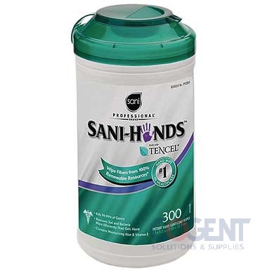 Sanitizing Wipes 70% Alcohol SaniHands 7.5x5 6/300/cs P92084