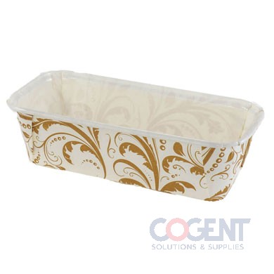Baking Mold 6-1/4"x2-1/8"x2" Rectangle White w/ Gold 720/cs