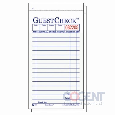 Guest Check 2 Part Green Booked 3.5x6.75 50sht/bk 50bk/cs 10450