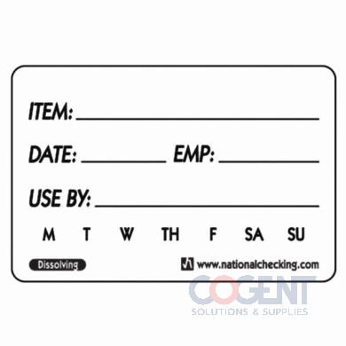 Label Dateit Food Safety 2"x3" Shelf Life Dissolvable 250/rl