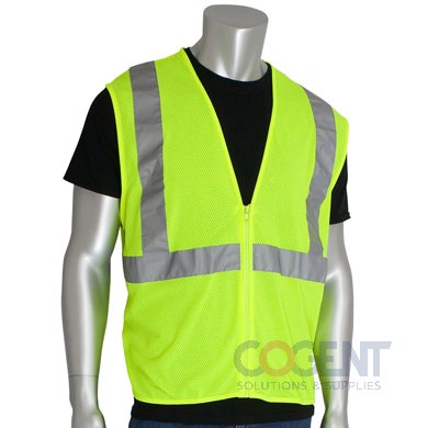 Safety Vest, Hi-Viz Lime Yellow Large  w/Zipper            LAGA