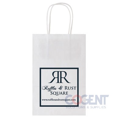 Shopping Bag 40% Recy White 5.5x3.5x8.5 120GSM 250/cs PWS