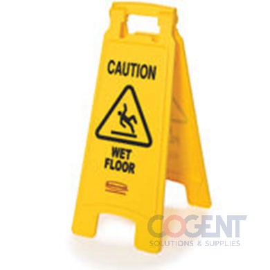 Caution Wet Floor Sign  Yellow 11x12x25 Plastic 1/ea 611277YW