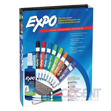 Dry Erase Markers - Low Odor W/Eraser,Cleaner Kit Asst Tips