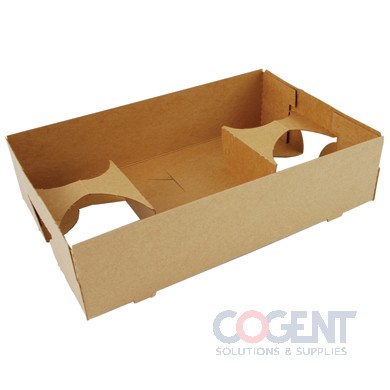 Carrier 4-Cup Food & Drink Tray 10x6.5x2.5 Kraft 250/cs 0120 SC