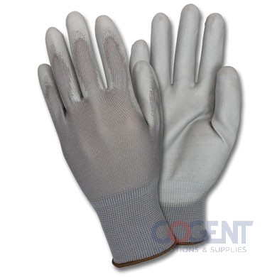 Knit Gloves Coated Med Gray Nylon Polyureth 1dz/bg GNPU SAF