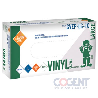 Glove Vinyl Clear Large PF Exam 1m/cs      GVEP-LG-1C