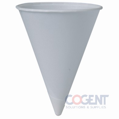 Paper Cone Cup Dry Wax 4oz White 25/200/cs 5M/cs