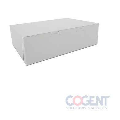 14x10x4 White Lock Corner Cake Box 100/cs 1/4 Sheet