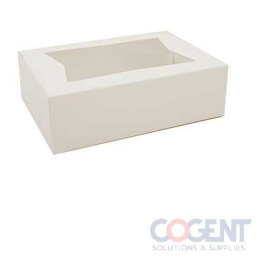 Cake Box 8x5.75x2.5 Window Auto Plain White    200/cs  24003