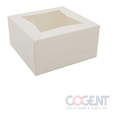 Cake Box 6"x6"x3" Window White Plain Front Load 200/cs