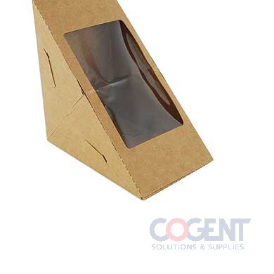 Sandwich Wedge Kraft Recycled Paperboard w/Window 300/cs