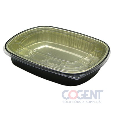 Container Combo Small Oval 22oz Entree Black/Gold   Dome 100/cs