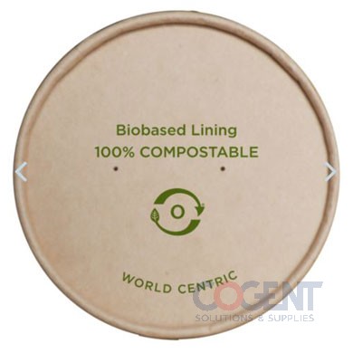 Soup Lid 8oz Cont. Kraft Compostable 500/cs        WORLD