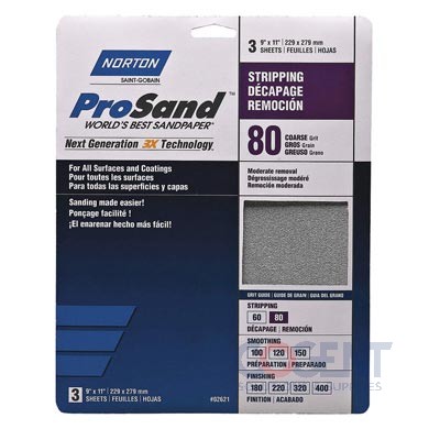 80 Grit Sandpaper Sheet, , 11"x9", 20/pk GRG