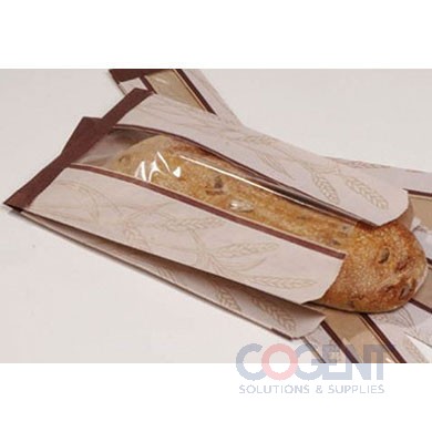 Bread Bag 8.5x3.25x14 Kraft Prt Paper PLA Window 1m/cs 301126